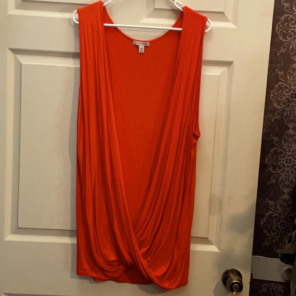 UEC Bright Orange Wrap Front Sleeveless Top, Sz 3x
